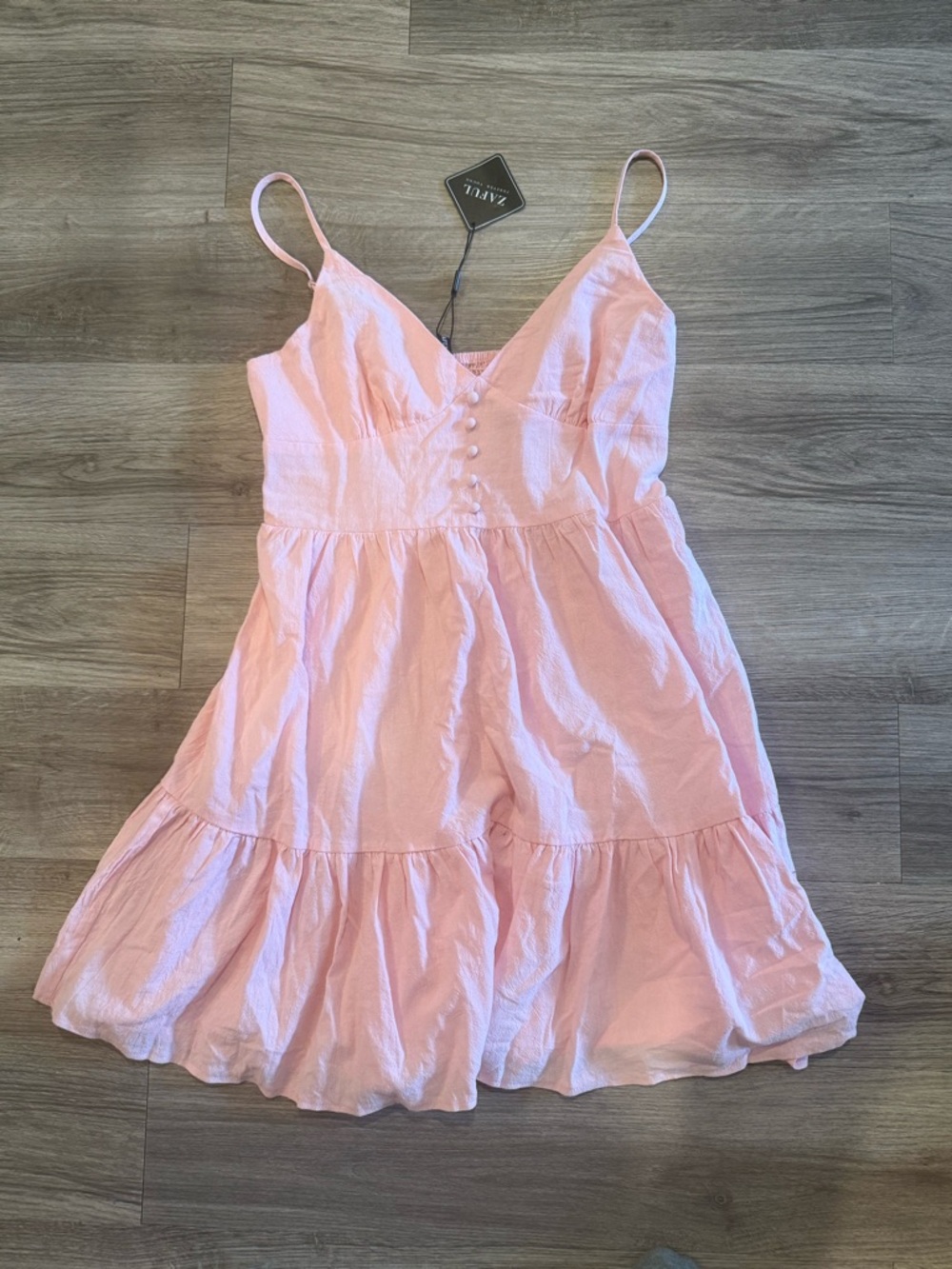 Zaful Pink Tiered Mini Dress with Buttons